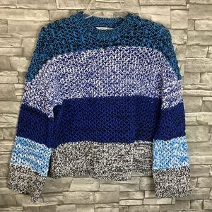 10 Crosby Derek Lam  Color block Blue Gradient Crewneck Knit Sweater XS (W643)